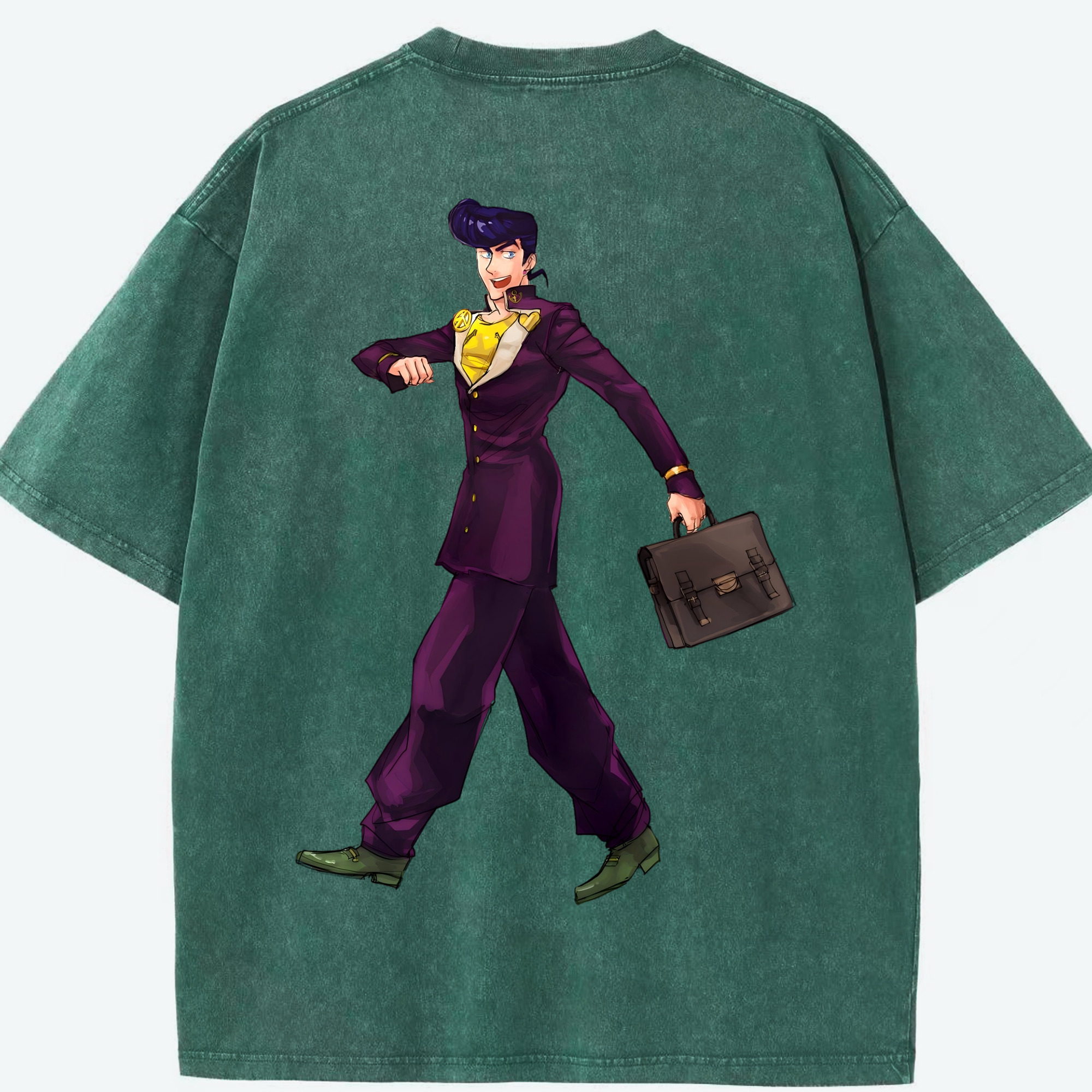 （画像用） ジョジョの奇妙な冒険 ひがしかた じょうすけ JoJo's Bizarre Adventure Higashikata Josuke 綿100% ヴィンテージ風 半袖Tシャツ（背面プリント）